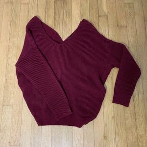 Burgundy twist back sweater